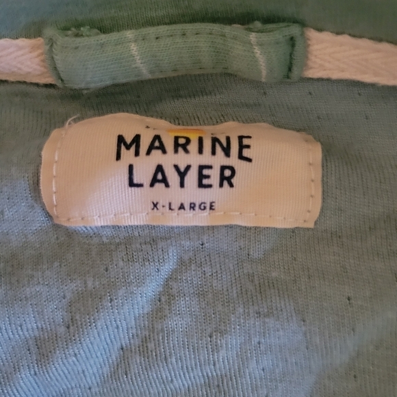 Marine layer double knit Henley in surf green color - Picture 4 of 5